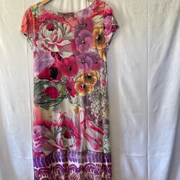 CLASS ROBERTO CAVALLI Vintage Midi Shift Dress Floral Print Size 14 - Picture 11 of 13